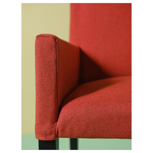 IKEA MÅRENÄS chair with armrests, black/Gunnared red-brown , IKEA Sale | 53986AOVG