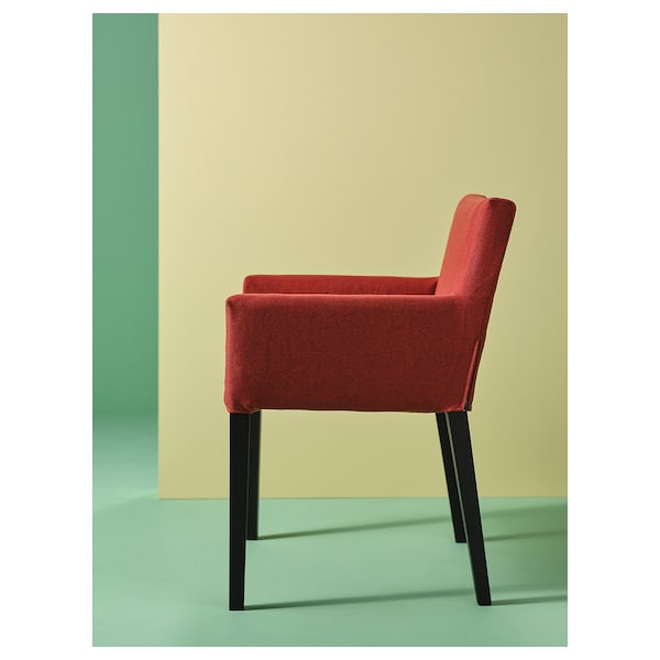 IKEA MÅRENÄS chair with armrests, black/Gunnared red-brown , IKEA Sale | 53986AOVG