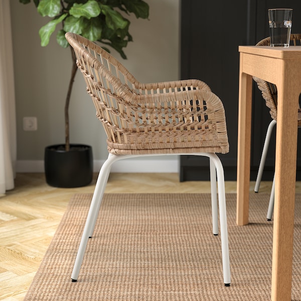 IKEA NILSOVE Armchair, rattan, white , IKEA Sale | 18263RXEV