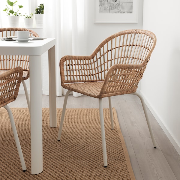 IKEA NILSOVE Armchair, rattan, white , IKEA Sale | 18263RXEV