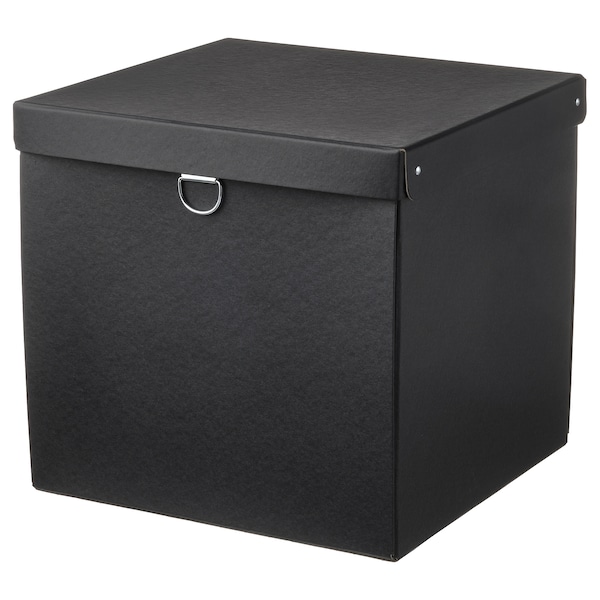 IKEA NIMM storage box with lid, black, 12 ½x11 ¾x11 ¾ in , IKEA Sale | 73642LTOK