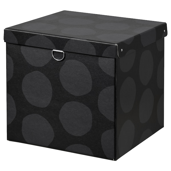 IKEA NIMM storage box with lid, spotted gray, 12 ½x11 ¾x11 ¾ in , IKEA Sale | 84096BOUW