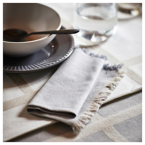 IKEA NISSÖGA napkin, gray/white, 14x14 in, 4 pack , IKEA Sale | 46807UOTY