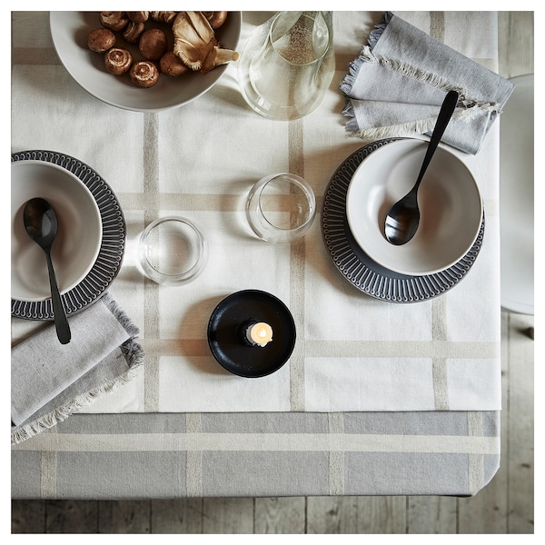 IKEA NISSÖGA tablecloth, beige/white, 57x94 in , IKEA Sale | 17392LUWY