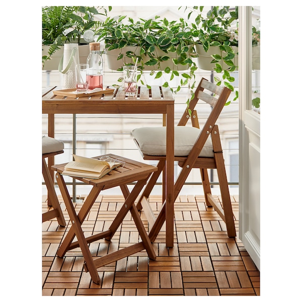 IKEA NÄMMARÖ stool, outdoor, foldable/light brown stained, 14 3/8x17 3/4 in , IKEA Sale | 49063ZXWM