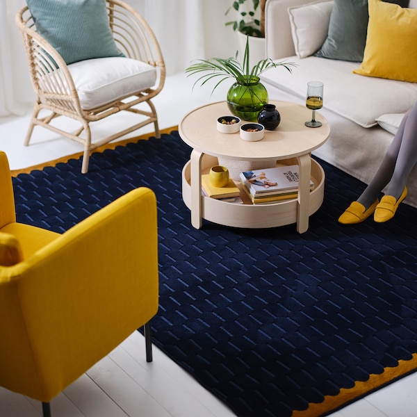 IKEA NÖVLING rug, low pile, dark blue/yellow-brown, 5'7 inx7'10 in , IKEA Sale | 32675RJEX