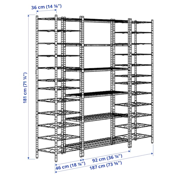 IKEA OMAR 3 shelf sections, 73 5/8x14 1/8x71 1/4 in , IKEA Sale | 50198LCVG