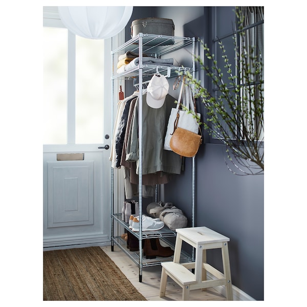 IKEA OMAR shelving unit with clothes rail, galvanized, 36 1/4x19 5/8x79 1/8 in , IKEA Sale | 38540XTMV