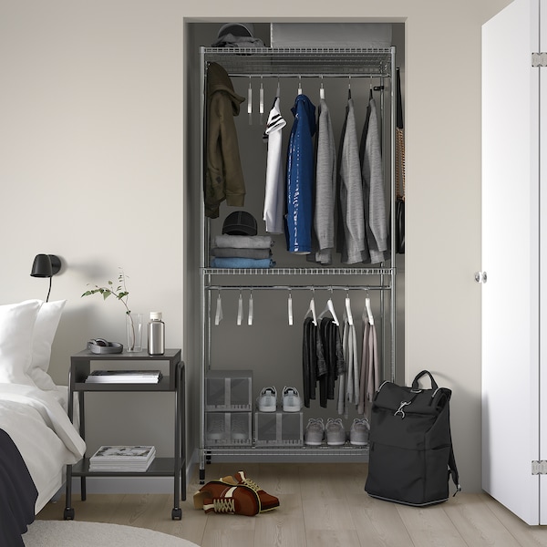 IKEA OMAR shelving unit with clothes rail, galvanized, 36 1/4x19 5/8x79 1/8 in , IKEA Sale | 38540XTMV