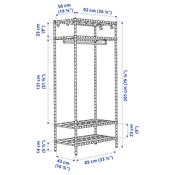 IKEA OMAR shelving unit with clothes rail, galvanized, 36 1/4x19 5/8x79 1/8 in , IKEA Sale | 38540XTMV