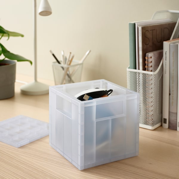 IKEA PANSARTAX storage box with lid, transparent gray-blue, 6 ½x6 ½x6 ½ in , IKEA Sale | 40632DVBY