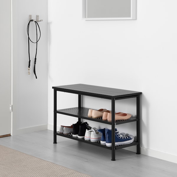 IKEA PINNIG bench with shoe storage, black, 31 1/8x13 3/4x20 1/2 in , IKEA Sale | 01674BRYV