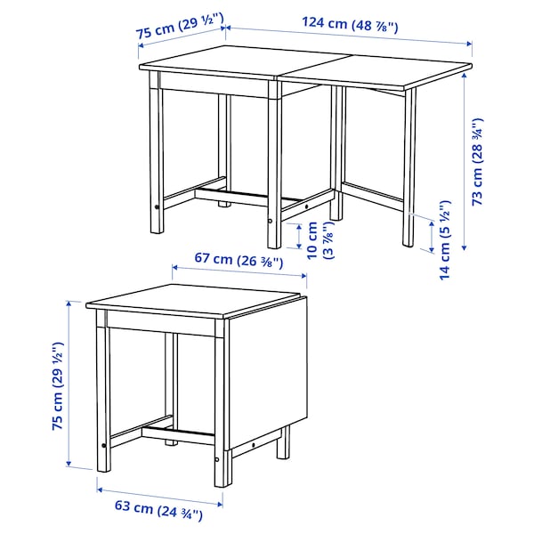 IKEA PINNTORP gateleg table, light brown stained/white stained, 26 3/8/48 7/8x29 1/2 in , IKEA Sale | 65427KZDV