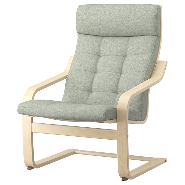 IKEA POÄNG armchair and ottoman, birch veneer/Gunnared light green , IKEA Sale | 49738ARJK