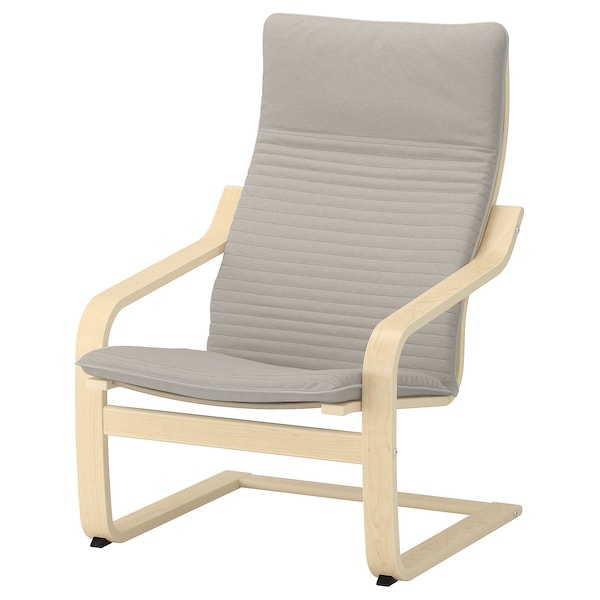 IKEA POÄNG armchair and ottoman, birch veneer/Knisa light beige , IKEA Sale | 10759NBMX