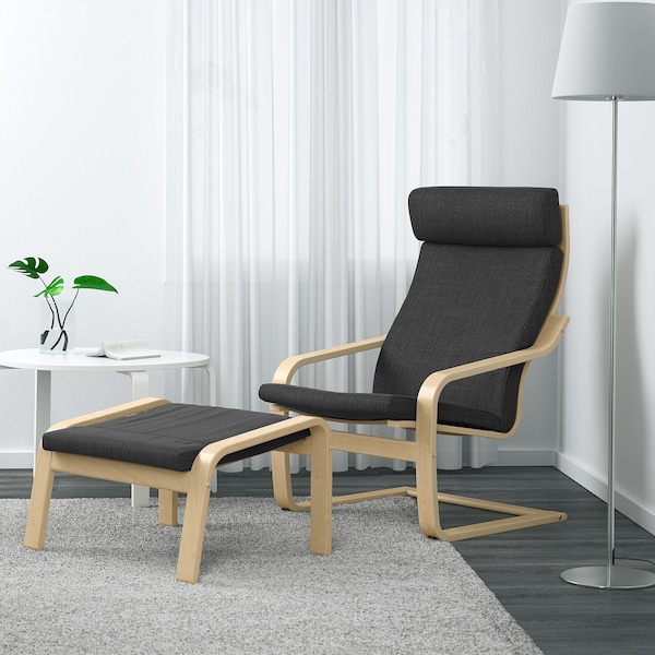 IKEA POÄNG armchair and ottoman, birch veneer/Hillared anthracite , IKEA Sale | 12746BCMR