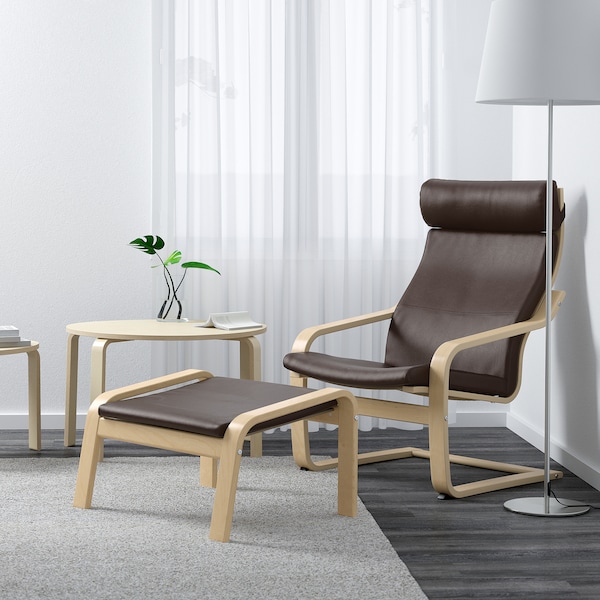 IKEA POÄNG armchair and ottoman, birch veneer/Glose dark brown , IKEA Sale | 45903SMHJ