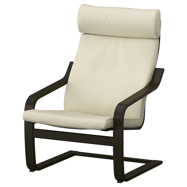 IKEA POÄNG armchair and ottoman, black-brown/Glose off-white , IKEA Sale | 61245OZMF