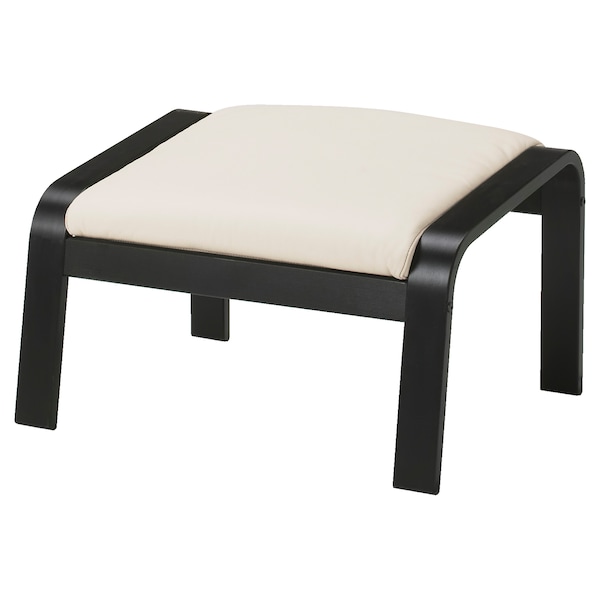 IKEA POÄNG armchair and ottoman, black-brown/Glose off-white , IKEA Sale | 61245OZMF