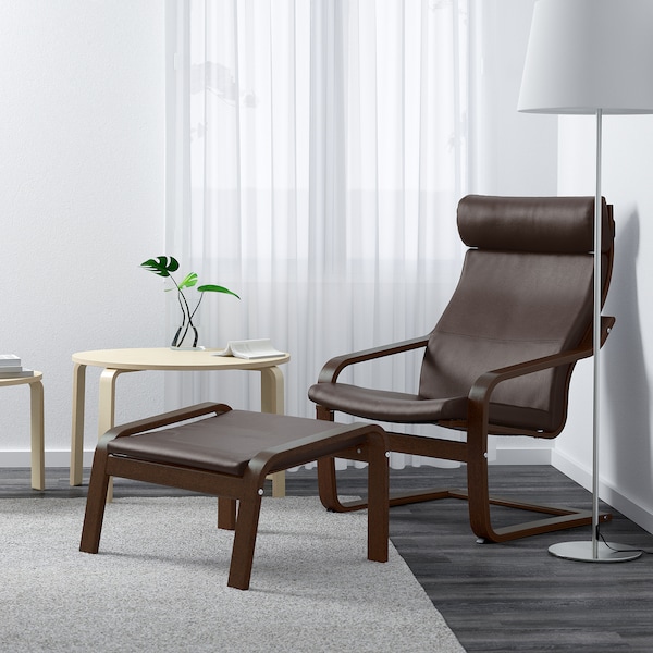 IKEA POÄNG armchair and ottoman, brown/Glose dark brown , IKEA Sale | 53187VRBZ