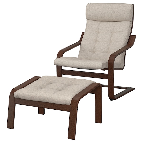 IKEA POÄNG armchair and ottoman, brown/Gunnared beige , IKEA Sale | 23754BMEZ