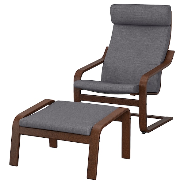 IKEA POÄNG armchair and ottoman, brown/Skiftebo dark gray , IKEA Sale | 34059WCUN