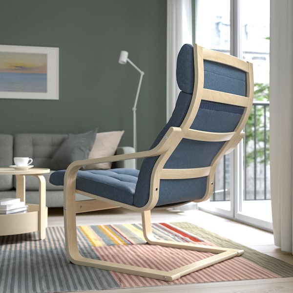 IKEA POÄNG armchair, birch veneer/Gunnared blue , IKEA Sale | 96142LKJZ