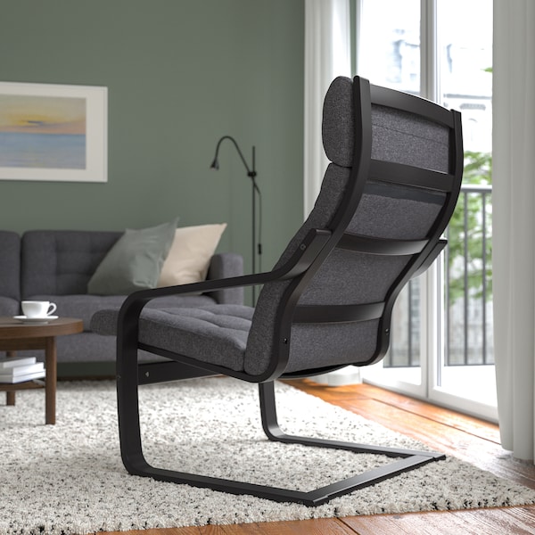 IKEA POÄNG armchair, black-brown/Gunnared dark gray , IKEA Sale | 47821FJBD