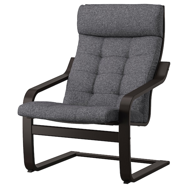 IKEA POÄNG armchair, black-brown/Gunnared dark gray , IKEA Sale | 47821FJBD