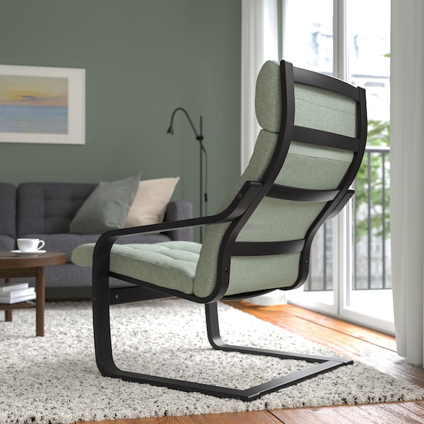 IKEA POÄNG armchair, black-brown/Gunnared light green , IKEA Sale | 51840YPFU