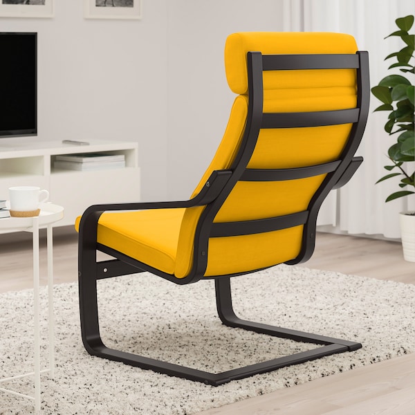 IKEA POÄNG armchair, black-brown/Skiftebo yellow , IKEA Sale | 12376RYLC