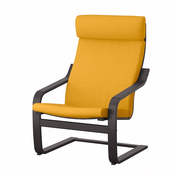 IKEA POÄNG armchair, black-brown/Skiftebo yellow , IKEA Sale | 12376RYLC