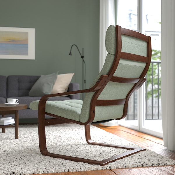 IKEA POÄNG armchair, brown/Gunnared light green , IKEA Sale | 15247ZWBM