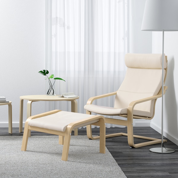 IKEA POÄNG ottoman, birch veneer/Glose off-white , IKEA Sale | 78950HIBE