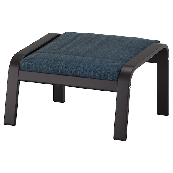 IKEA POÄNG ottoman, black-brown/Hillared dark blue , IKEA Sale | 87530KMQH