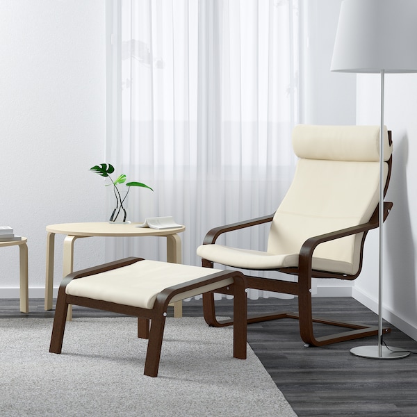 IKEA POÄNG ottoman, brown/Glose off-white , IKEA Sale | 96321JYPC