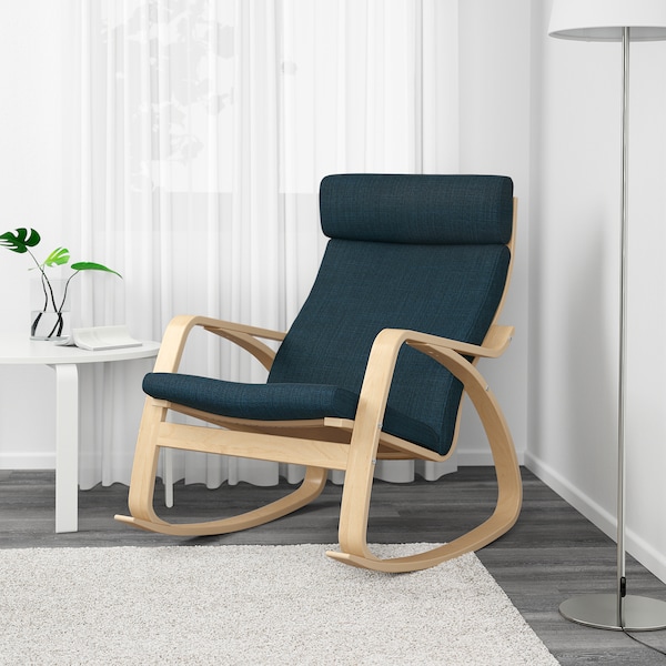 IKEA POÄNG rocking chair, birch veneer/Hillared dark blue , IKEA Sale | 01498FNVS