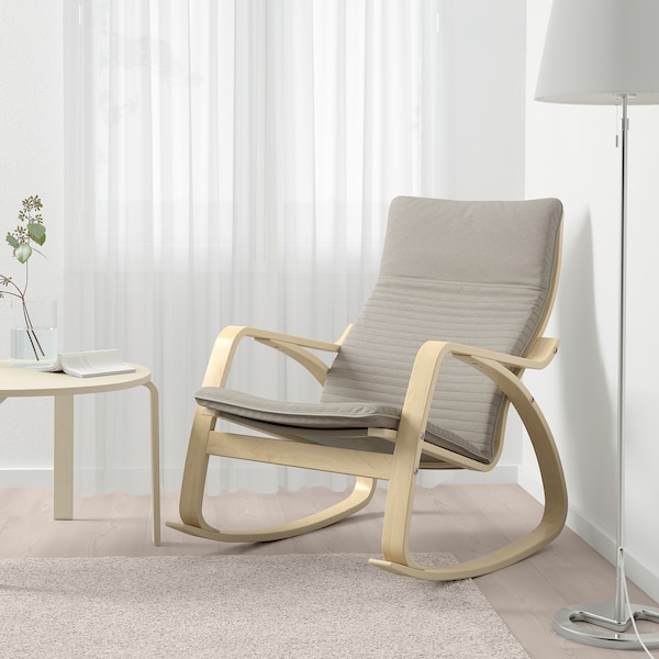 IKEA POÄNG rocking chair, birch veneer/Knisa light beige , IKEA Sale | 59786BWJU