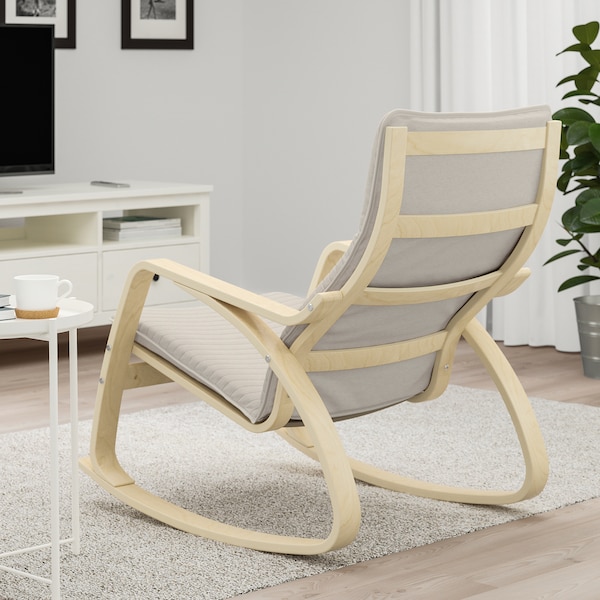 IKEA POÄNG rocking chair, birch veneer/Knisa light beige , IKEA Sale | 59786BWJU