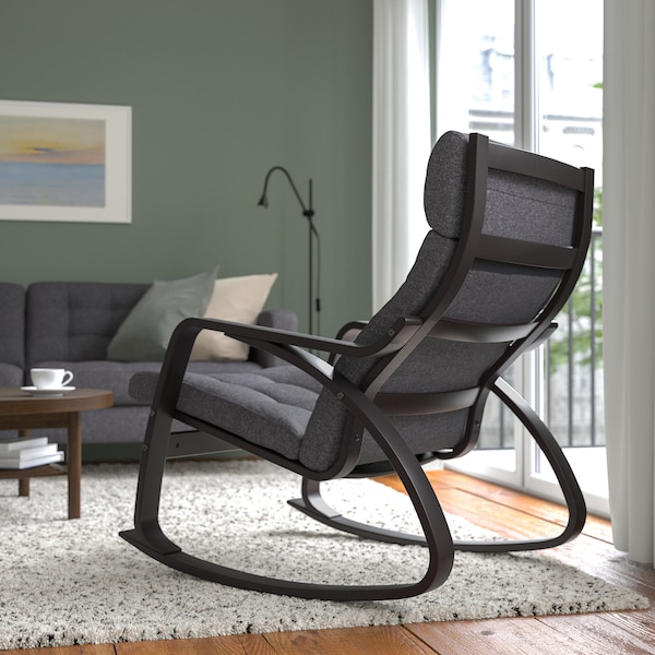 IKEA POÄNG rocking chair, black-brown/Gunnared dark gray , IKEA Sale | 68513MQZK