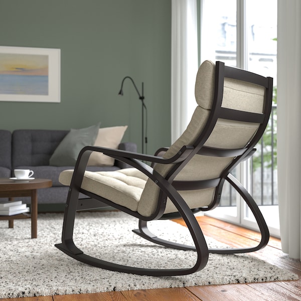 IKEA POÄNG rocking chair, black-brown/Gunnared beige , IKEA Sale | 84501PMCS