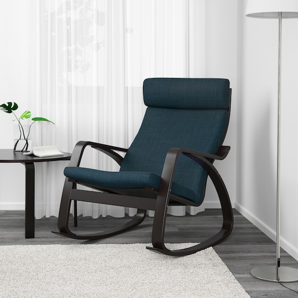 IKEA POÄNG rocking chair, black-brown/Hillared dark blue , IKEA Sale | 71034XHQU