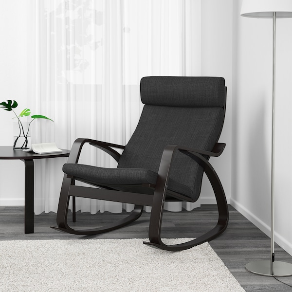 IKEA POÄNG rocking chair, black-brown/Hillared anthracite , IKEA Sale | 49301VCPD