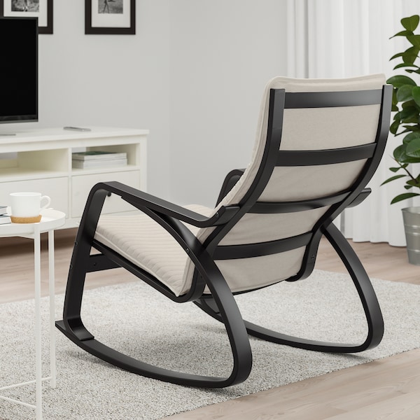 IKEA POÄNG rocking chair, black-brown/Knisa light beige , IKEA Sale | 71356LJYO