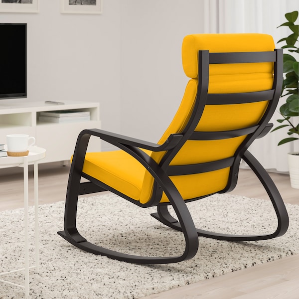 IKEA POÄNG rocking chair, black-brown/Skiftebo yellow , IKEA Sale | 93652UZER