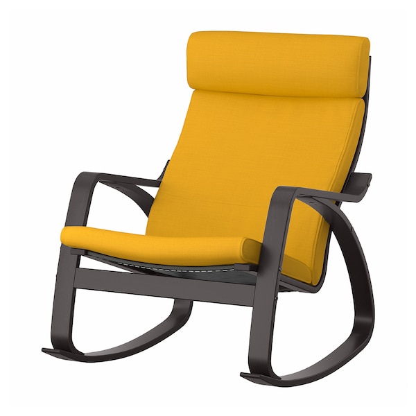 IKEA POÄNG rocking chair, black-brown/Skiftebo yellow , IKEA Sale | 93652UZER