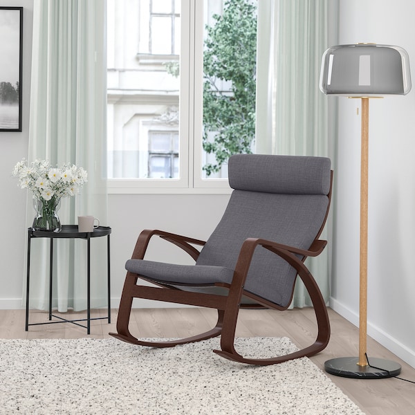 IKEA POÄNG rocking chair, brown/Skiftebo dark gray , IKEA Sale | 73420UTIC