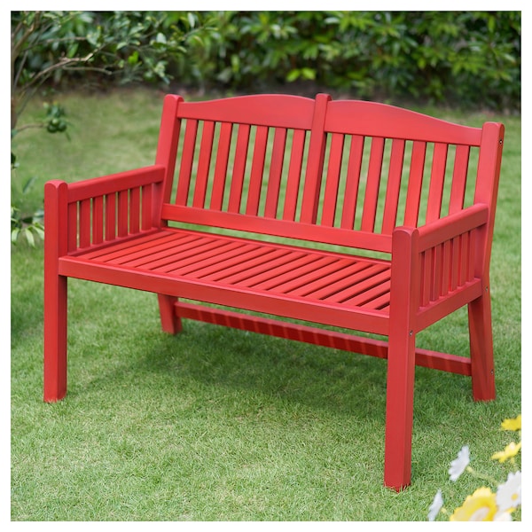 IKEA PÄRONHOLMEN bench with backrest, outdoor, red , IKEA Sale | 62048XCIP