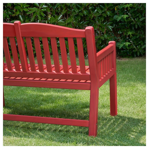 IKEA PÄRONHOLMEN bench with backrest, outdoor, red , IKEA Sale | 62048XCIP