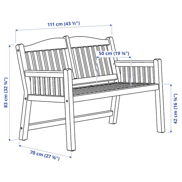 IKEA PÄRONHOLMEN bench with backrest, outdoor, red , IKEA Sale | 62048XCIP